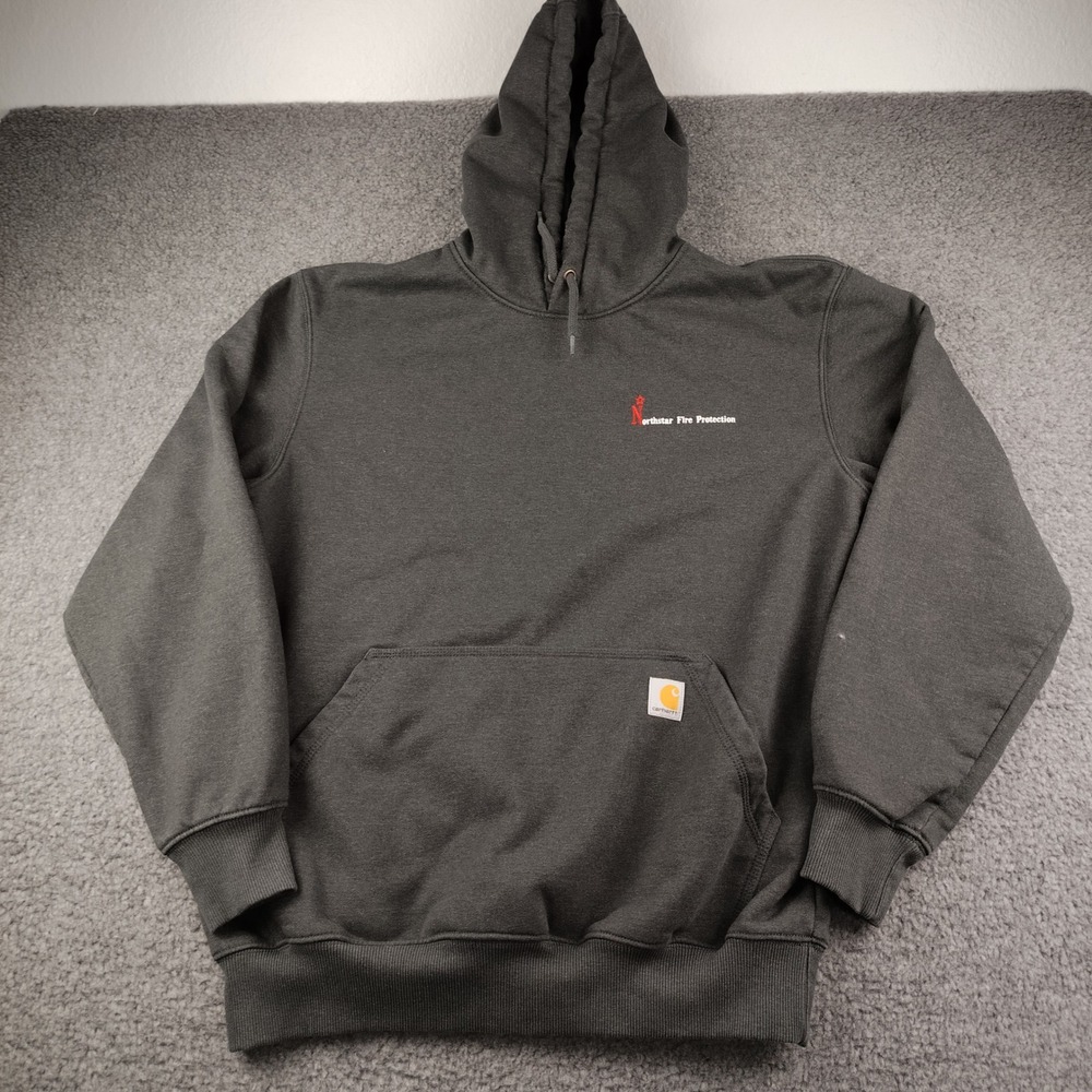 Carhartt Hoodie Mens Large Rain Defender Grey Workwear Lose Fit EUC